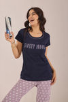 Sweet Moon Knit Cotton Pyjama Set - Violet Navyblue  — thumbnail 5